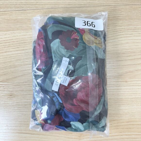 Chico’s Sheer Floral Ruffle Blouse Womens Size 8 Beaded Trim Tropical Office - Picture 10 of 10